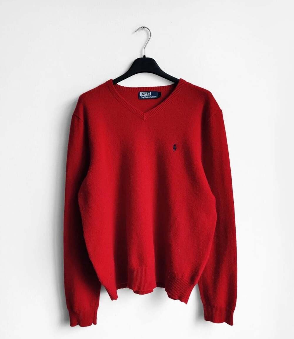 Polo Ralph Lauren sweater vintage red v neck 90s